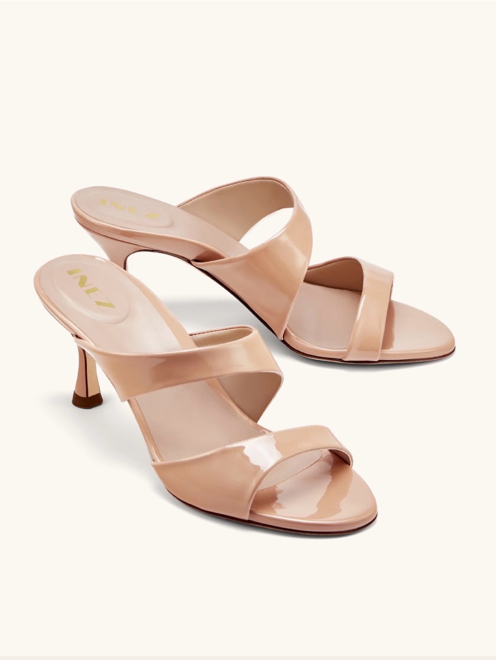 Inez Yvonne Sandal in Tan Patent size 7.5 M